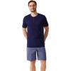 imageDAVID ARCHY Mens Cotton Short Henley Sleepwear Pajamas Soft Comfortable Classic ButtonDown Woven Summer Set L Navy BlueNavy Blue Stripe