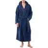 imageDAVID ARCHY Mens Hooded Robe Soft Coral Fleece Microfiber BathrobeNavy Bluenn