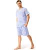 imageDAVID ARCHY Mens Lightweight Sleepwear Woven Cotton ButtonDown Short Sleeve V Neck Collar Pajamas Set Summer Loungewear S Light Blue Stripe