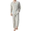 imageDAVID ARCHY Mens Pajama Set Woven Cotton Pjs Plaid Lounge Set ButtonUp Sleepwear Lightweight ampamp Breathable LoungewearBeige Large Plaid