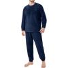 imageDAVID ARCHY Mens Pajamas Set Ultra Soft Fleece Sleepwear with Roomy Pockets Cozy Winter Loungewear for Cold WeatherNavy Blue