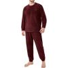 imageDAVID ARCHY Mens Pajamas Set Ultra Soft Fleece Sleepwear with Roomy Pockets Cozy Winter Loungewear for Cold WeatherWine Red