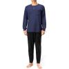 imageDAVID ARCHY Mens Polar Fleece Pajama Set Lightweight Soft Warm Lounge Set Henley Collar Winter Pajama for MenNavy Blue