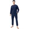 imageDAVID ARCHY Pajamas for Men Warm Pajamas Set Soft Cotton Men Sleepwear Winter Long Sleeve Top ampamp Bottoms PJsNavy Bule