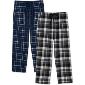 imageDAVID ARCHY Mens Flannel Pajama Pants Soft Plaid Cotton Pajama Pants with Pockets Lightweight 2PackBlack Grey White PlaidNavy White Plaid