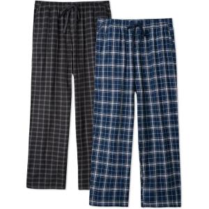 imageDAVID ARCHY Mens Flannel Pajama Pants Soft Plaid Cotton Pajama Pants with Pockets Lightweight 2PackBlack PlaidNavy Blue Plaid