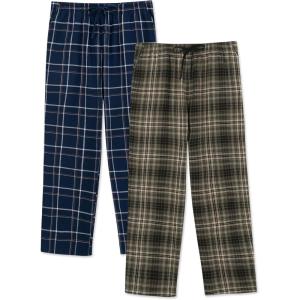 imageDAVID ARCHY Mens Flannel Pajama Pants Soft Plaid Cotton Pajama Pants with Pockets Lightweight 2PackOlive Green Plaid Navy White Plaid