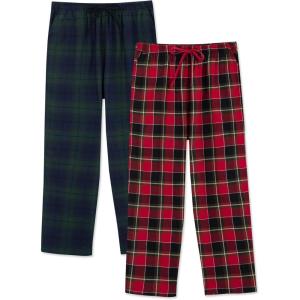 imageDAVID ARCHY Mens Flannel Pajama Pants Soft Plaid Cotton Pajama Pants with Pockets Lightweight 2PackRed Green Plaid Dark Green Navy Plaid