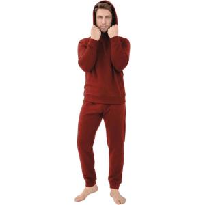 imageDAVID ARCHY Mens Fleece Hooded Pajama Set Soft Long Sleeve Loungewear Comfortable Sweatshirts ampamp Pajama Pants PJ Sets for menBrick Red
