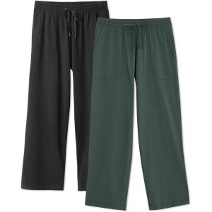 imageDAVID ARCHY Mens Pajama Pants Cotton Comfy Sleep Bottoms Lightweight Lounge Pants with Pockets Soft Sleepwear PJs 2 PackBlackOliver Greenwide Leg Opening
