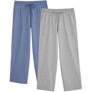 imageDAVID ARCHY Mens Pajama Pants Cotton Comfy Sleep Bottoms Lightweight Lounge Pants with Pockets Soft Sleepwear PJs 2 PackHeather GrayGray Bluewide Leg Opening