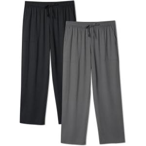 imageDAVID ARCHY Mens Pajama Pants Mens Pj Sleep Pants Pajama Silky Soft Lightweight Lounge Pants with Pocket 2 PackBlackDark Gray
