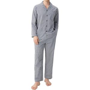 imageDAVID ARCHY Mens Pajama Set Woven Cotton Pjs Plaid Lounge Set ButtonUp Sleepwear Lightweight ampamp Breathable LoungewearBeige Mini Plaid
