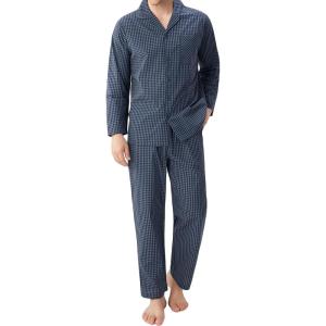 imageDAVID ARCHY Mens Pajama Set Woven Cotton Pjs Plaid Lounge Set ButtonUp Sleepwear Lightweight ampamp Breathable LoungewearBlue Mini Plaid