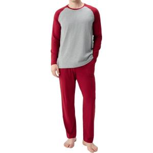 imageDAVID ARCHY Mens Pajamas Set  Soft Pj Sets for Men Long Sleeve Pajamas Men Cotton Mens Pjs Sets Loungewear with PocketsRed
