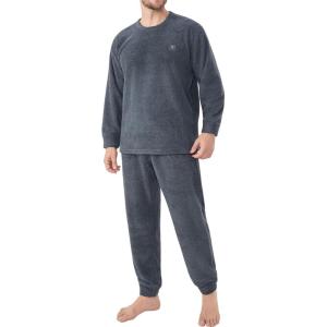 imageDAVID ARCHY Mens Pajamas Set Ultra Soft Fleece Sleepwear with Roomy Pockets Cozy Winter Loungewear for Cold WeatherDark Gray