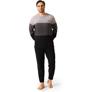 imageDAVID ARCHY Mens Pajamas Set UltraSoft Fleece Pajamas Warm Sleepwear Long Sleeve Lounge Set with PocketsBlack  Gradient Color