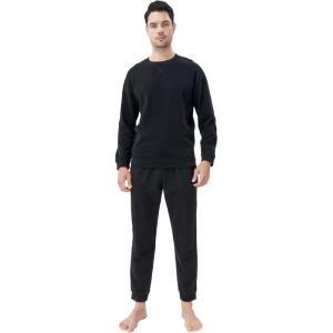 imageDAVID ARCHY Pajamas for Men Warm Pajamas Set Soft Cotton Men Sleepwear Winter Long Sleeve Top ampamp Bottoms PJsBlack