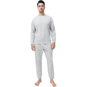 imageDAVID ARCHY Pajamas for Men Warm Pajamas Set Soft Cotton Men Sleepwear Winter Long Sleeve Top ampamp Bottoms PJsGrey