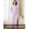imageDAVID ARCHY Fleece Pajamas for Women Warm Fuzzy Winter Cozy Soft Comfy Long Sleeve 2 Peices Pj Sets Sleepwear LoungewearRoundlavender Purple