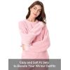 imageDAVID ARCHY Fleece Pajamas for Women Warm Fuzzy Winter Cozy Soft Comfy Long Sleeve 2 Peices Pj Sets Sleepwear LoungewearRoundmacaron Pink