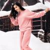 imageDAVID ARCHY Fleece Pajamas for Women Warm Fuzzy Winter Cozy Soft Comfy Long Sleeve 2 Peices Pj Sets Sleepwear LoungewearRoundpink