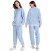imageDAVID ARCHY Fleece Pajamas for Women Warm Fuzzy Winter Cozy Soft Comfy Long Sleeve 2 Peices Pj Sets Sleepwear LoungewearRoundsky Blue