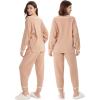 imageDAVID ARCHY Fleece Pajamas for Women Warm Fuzzy Winter Cozy Soft Comfy Long Sleeve 2 Peices Pj Sets Sleepwear LoungewearVlight Brown