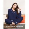 imageDAVID ARCHY Fleece Pajamas for Women Warm Fuzzy Winter Cozy Soft Comfy Long Sleeve 2 Peices Pj Sets Sleepwear LoungewearVnavy Blue