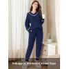 imageDAVID ARCHY Fleece Pajamas for Women Warm Fuzzy Winter Cozy Soft Comfy Long Sleeve 2 Peices Pj Sets Sleepwear LoungewearVnavy Blue