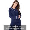 imageDAVID ARCHY Fleece Pajamas for Women Warm Fuzzy Winter Cozy Soft Comfy Long Sleeve 2 Peices Pj Sets Sleepwear LoungewearVnavy Blue