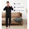 imageDAVID ARCHY Mens Pajamas Set Soft Cotton Notched Collar Pajamas for Men Long Sleeve Mens Sleepwear with Pockets ampamp Front FlyBlack  Stretch Polyester No Fly
