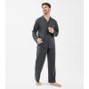 imageDAVID ARCHY Mens Pajamas Set Soft Cotton Notched Collar Pajamas for Men Long Sleeve Mens Sleepwear with Pockets ampamp Front FlyDark Grey  Waffle Polyester Fabric No Fly