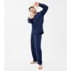 imageDAVID ARCHY Mens Pajamas Set Soft Cotton Notched Collar Pajamas for Men Long Sleeve Mens Sleepwear with Pockets ampamp Front FlyNavy Blue  Waffle Polyester Fabric No Fly