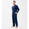 imageDAVID ARCHY Mens Pajamas Set Soft Cotton Notched Collar Pajamas for Men Long Sleeve Mens Sleepwear with Pockets ampamp Front FlyNavy Bule  Stretch Polyester No Fly