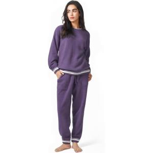 imageDAVID ARCHY Fleece Pajamas for Women Warm Fuzzy Winter Cozy Soft Comfy Long Sleeve 2 Peices Pj Sets Sleepwear LoungewearRoundpurple