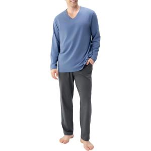 imageDAVID ARCHY Mens Pajamas Set Soft Cotton Long Sleeve Sleepwear Comfy Loungewear Pjs with PocketsGrey Blue