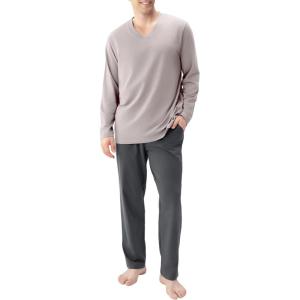 imageDAVID ARCHY Mens Pajamas Set Soft Cotton Long Sleeve Sleepwear Comfy Loungewear Pjs with PocketsLight Taupe