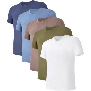 imageDAVID ARCHY Mens Undershirt Bamboo Rayon MoistureWicking Crewneck TShirts Stretch Tees for Men 3 or 5 PackB2  Crewneck  WhiteHeather Moonlight BlueHeather Navy BlueHeather Olive GreenHeather Dark Coffee
