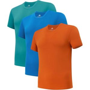 imageDAVID ARCHY Mens Undershirt Bamboo Rayon MoistureWicking Crewneck TShirts Stretch Tees for Men 3 or 5 PackD4  Crewneck  High Tide BlueAquifer GreenTomato Cream