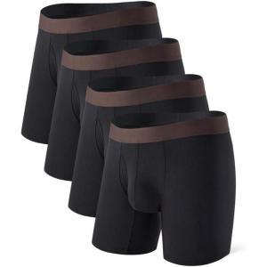 imageDAVID ARCHY Mens Boxer Briefs Rayon Made From Bamboo Breathable Soft Underwear Support Pouch Underwear for Men 4 PackBlack