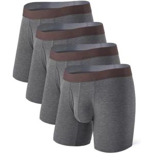 imageDAVID ARCHY Mens Boxer Briefs Rayon Made From Bamboo Breathable Soft Underwear Support Pouch Underwear for Men 4 PackDark Gray