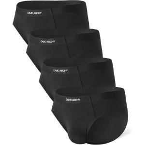 imageDAVID ARCHY Mens Seamless Bamboo Rayon Briefs Breathable Soft Underwear with NoFly Pouch 4PackBlack