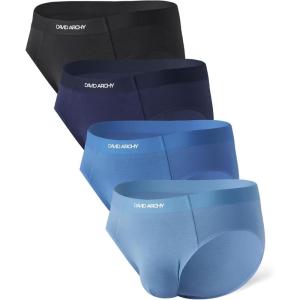 imageDAVID ARCHY Mens Seamless Bamboo Rayon Briefs Breathable Soft Underwear with NoFly Pouch 4PackDark Blue Mon Blue Fri BlueBlack