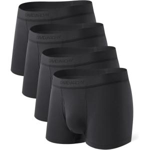 imageDAVID ARCHY Mens Trunks Underwear Modal Support Pouch with Fly Ultra Soft Breathable Mens Underwear 4 PackBlack