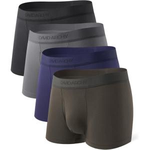 imageDAVID ARCHY Mens Trunks Underwear Modal Support Pouch with Fly Ultra Soft Breathable Mens Underwear 4 PackDark GreyDark BlueOlive GreenBlack