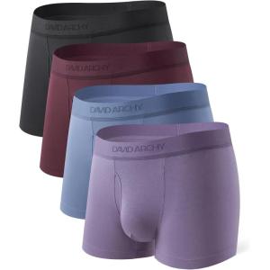 imageDAVID ARCHY Mens Trunks Underwear Modal Support Pouch with Fly Ultra Soft Breathable Mens Underwear 4 PackGrey BlueBlackDeep Grape PurpleGrey Purple