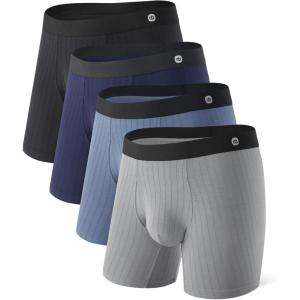 imageDAVID ARCHY Mens Underwear Boxer Briefs Breathable Ultra Soft Knit Texture Modal Underwear for Men 4 PackStretch LimoBlack IrisCastlerockWild Dove