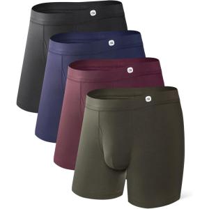 imageDAVID ARCHY Mens Underwear Boxer Briefs Soft Breathable Cool Underwear with Comfortable Covered Elastic Waistband for MenBlackDark BlueDark Grape PurpleOlive Green