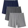 imageDAVID ARCHY Mens Boxer Shorts Bamboo Rayon Breathable ampamp Cool Boxer for Men Loose Fit Mens Underwear with Fly 3 or 5 PackMedium GrayDark GrayDark Blue